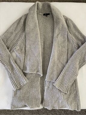 Fate Open-Front Shawl Collar Cardigan - Light Gray